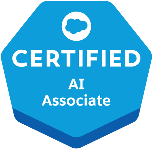 Salesforce Certified AI Associate certificate achieved by Andrii Muzychuk on October 22, 2014